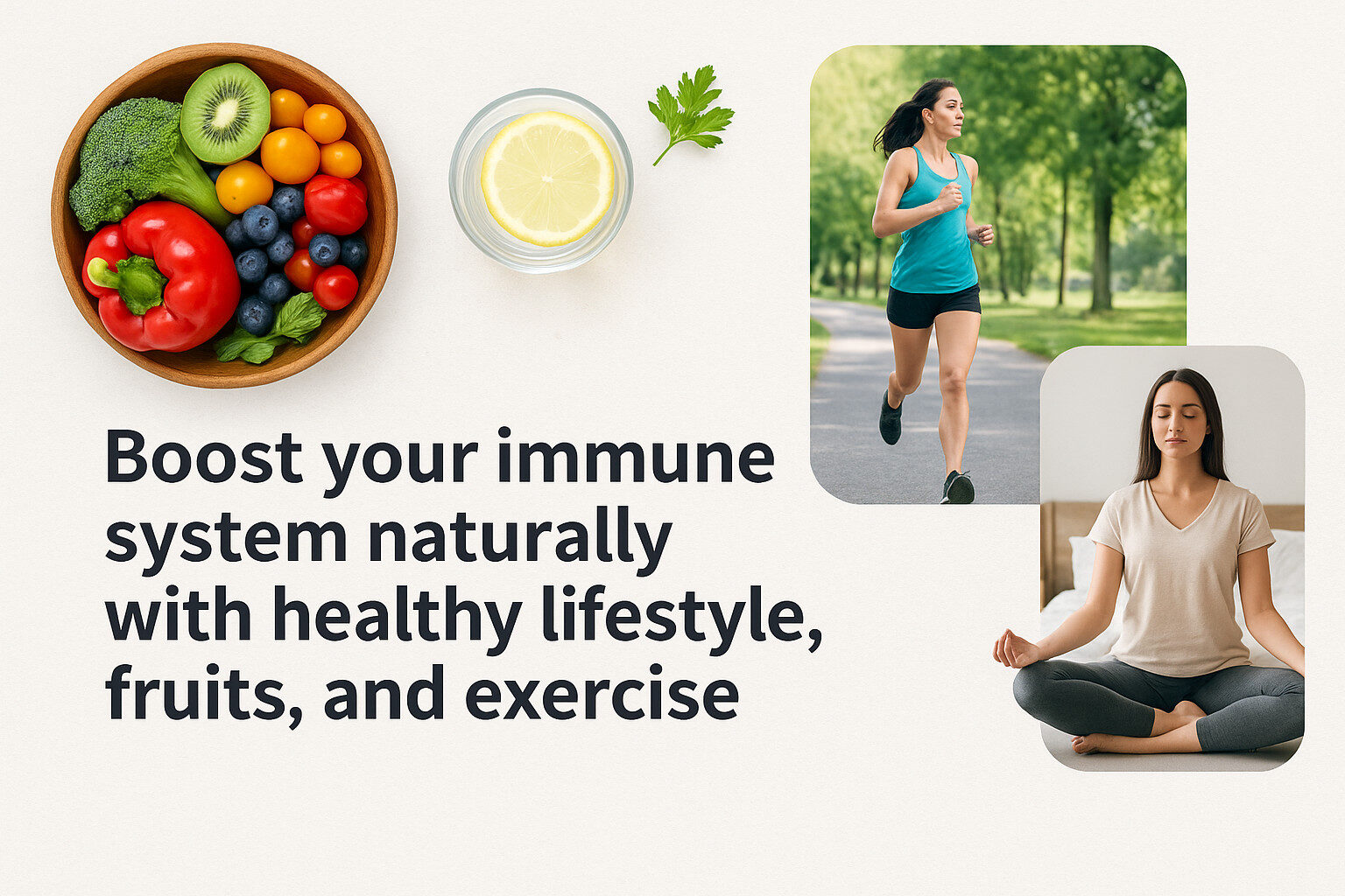 Boost your immune system naturally with healthy lifestyle, fruits, and exercise